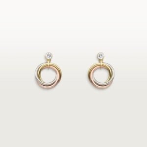 Cartier Trinity Earrings 18K Tri-Gold with Brilliant-Cut Diamonds