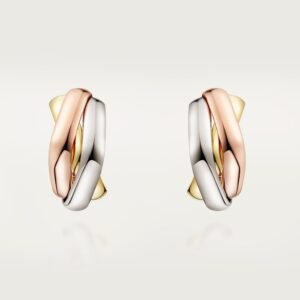Cartier Trinity Earrings Cushion-Shaped 18K White, Yellow & Rose Gold