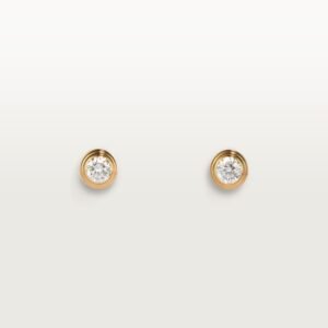 Cartier d'Amour Stud Earrings Medium Model 18K Yellow Gold Diamonds
