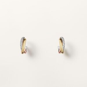Cartier Trinity Earrings 18K White, Yellow & Rose Gold Diamonds