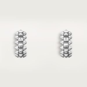 MoodZoom Women's 18K White Gold Geometric Stud Hoop Earrings