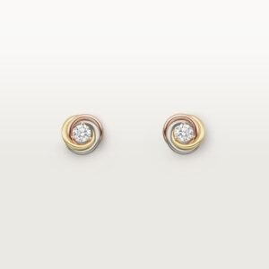 MoodZoom 18K Tri-Color Gold Diamond Stud Earrings