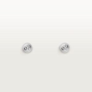 MoodZoom 18K White Gold Round Diamond Stud Earrings