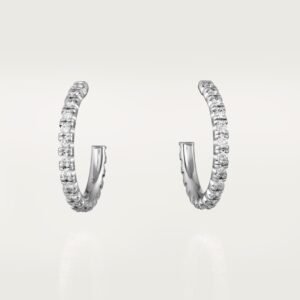 MoodZoom 18K White Gold Diamond Paved Hoop Earrings
