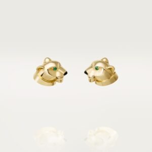 MoodZoom 18K Yellow Gold Panther Inspired Stud Earrings