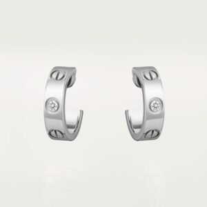 MoodZoom 18K White Gold Diamond Hoop Earrings