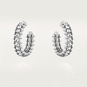 MoodZoom 18K White Gold Clash Style Hoop Earrings