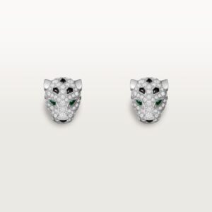 MoodZoom 18K White Gold Panther Inspired Diamond Stud Earrings