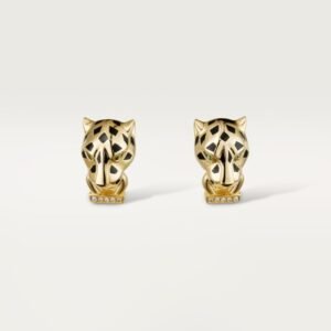 MoodZoom 18K Yellow Gold Panther Inspired Diamond Earrings