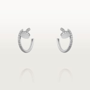 MoodZoom 18K White Gold Diamond Paved Hoop Earrings