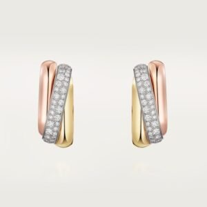 MoodZoom 18K Tri-Color Gold Diamond Cushion Hoop Earrings