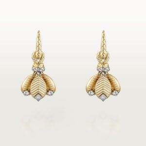 MoodZoom 18K Yellow & White Gold Diamond Grain Inspired Earrings