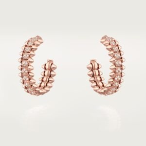 MoodZoom 18K Rose Gold Diamond Paved Hoop Earrings