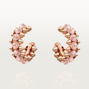 MoodZoom 18K Rose Gold Pink Chalcedony Hoop Earrings