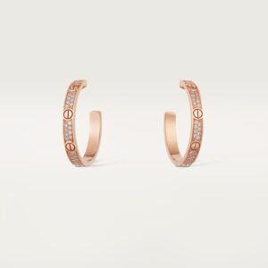 MoodZoom 18K White Gold Diamond Paved Hoop Earrings